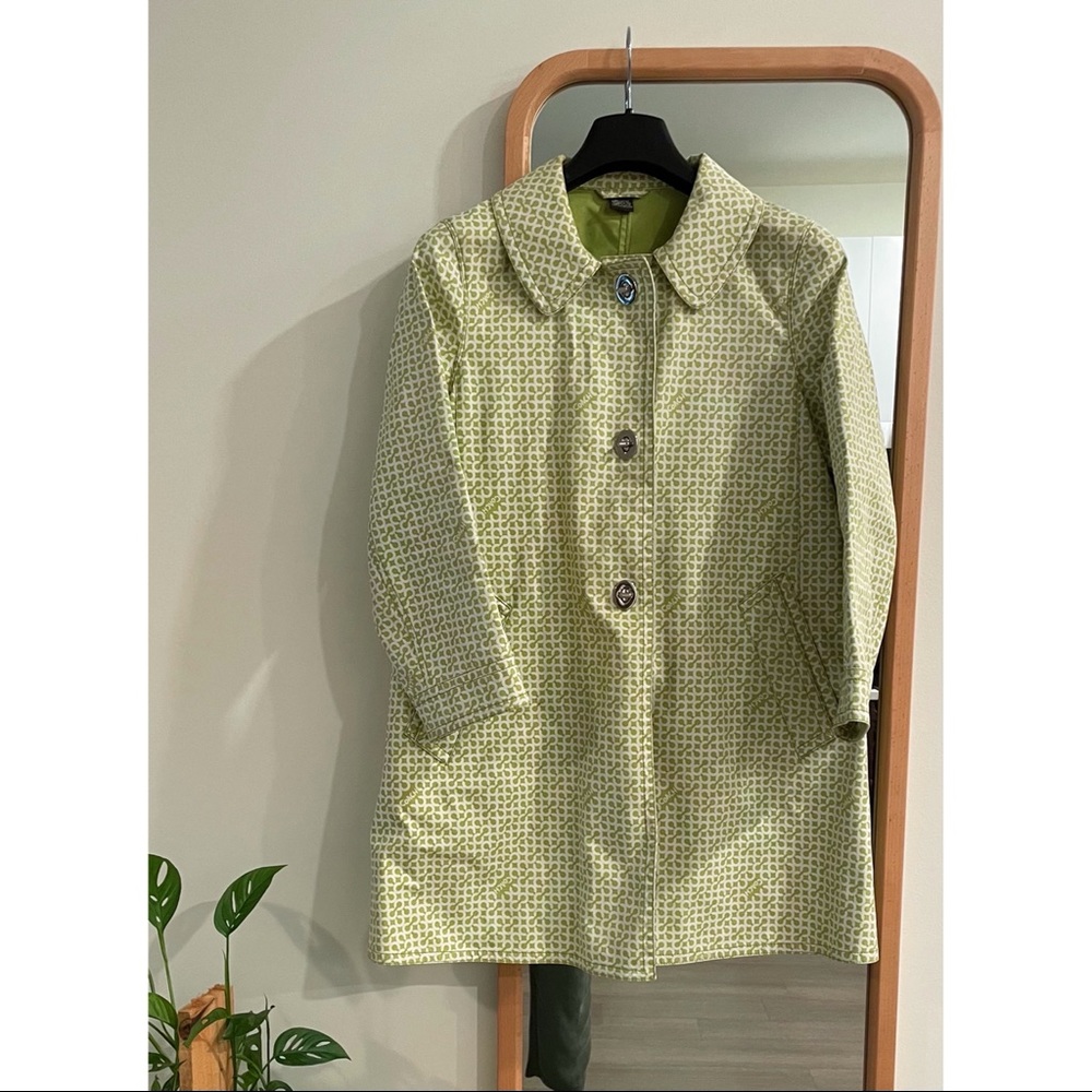 Green and White Coach Raincoat